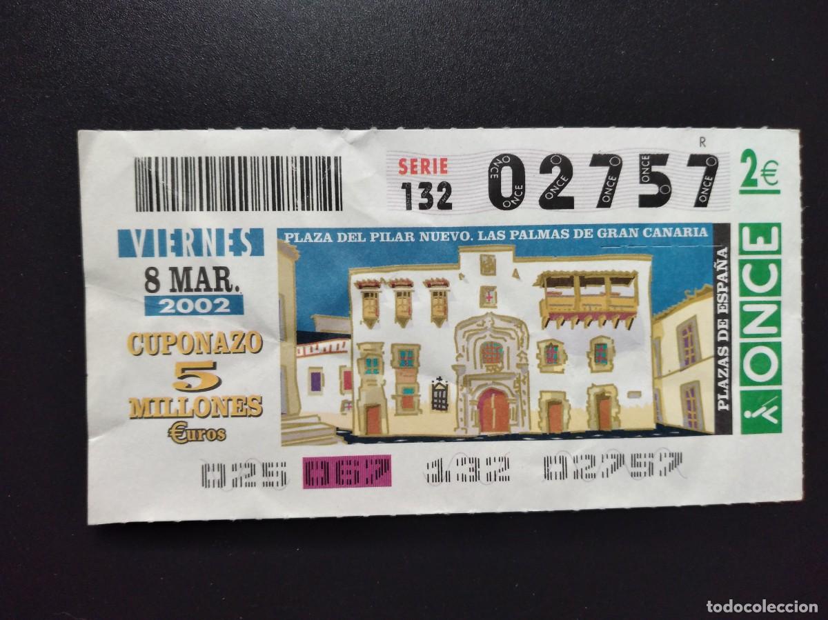 Cupones ONCE: CUP&Oacute;N ONCE PLAZA DEL PILAR NUEVO LAS PALMAS DE GRAN CANARIA 8 MARZO 2002 02757