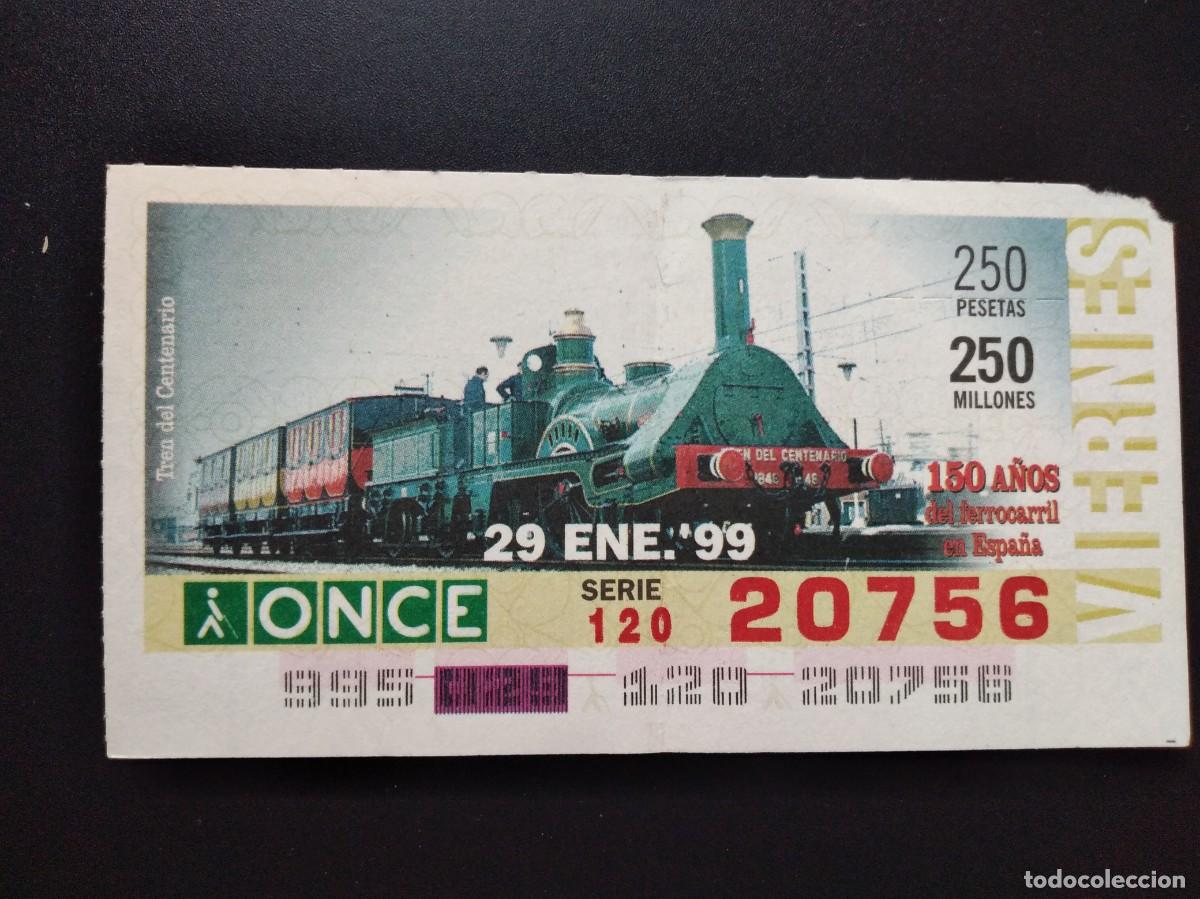 Cupones ONCE: CUP&Oacute;N ONCE 150 A&Ntilde;OS DEL FERROCARRIL EN ESPA&Ntilde;A TREN DEL CANT&Aacute;BRICO 29 ENERO 99 1999 20756