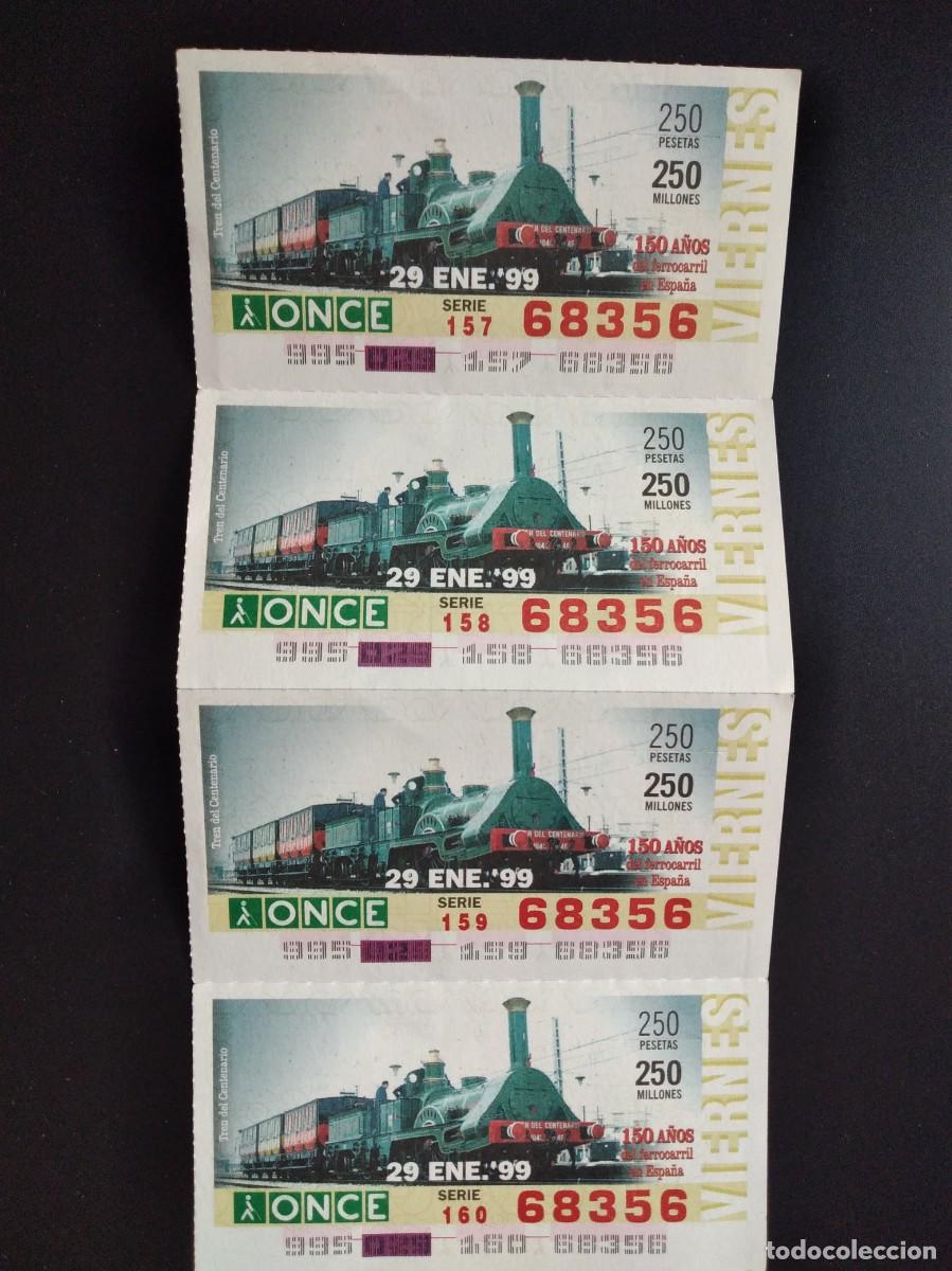 Cupones ONCE: 4 CUP&Oacute;N ONCE 150 A&Ntilde;OS DEL FERROCARRIL EN ESPA&Ntilde;A TREN DEL CANT&Aacute;BRICO 29 ENERO 99 1999 68356