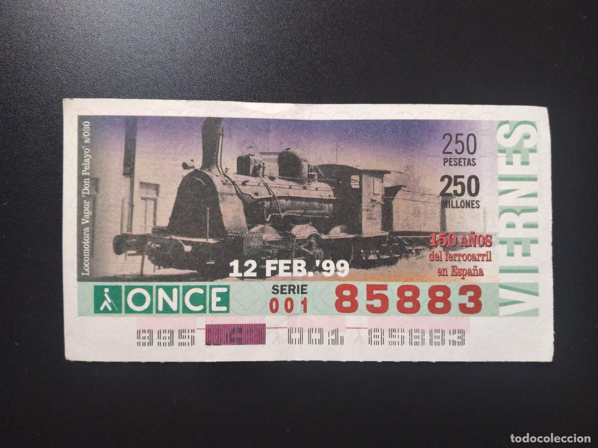 Cupones ONCE: CUP&Oacute;N ONCE 150 A&Ntilde;OS DEL FERROCARRIL EN ESPA&Ntilde;A TREN LOCOMOTORA VAPOR PELAYO 12 FEBRERO 99 1999 85883