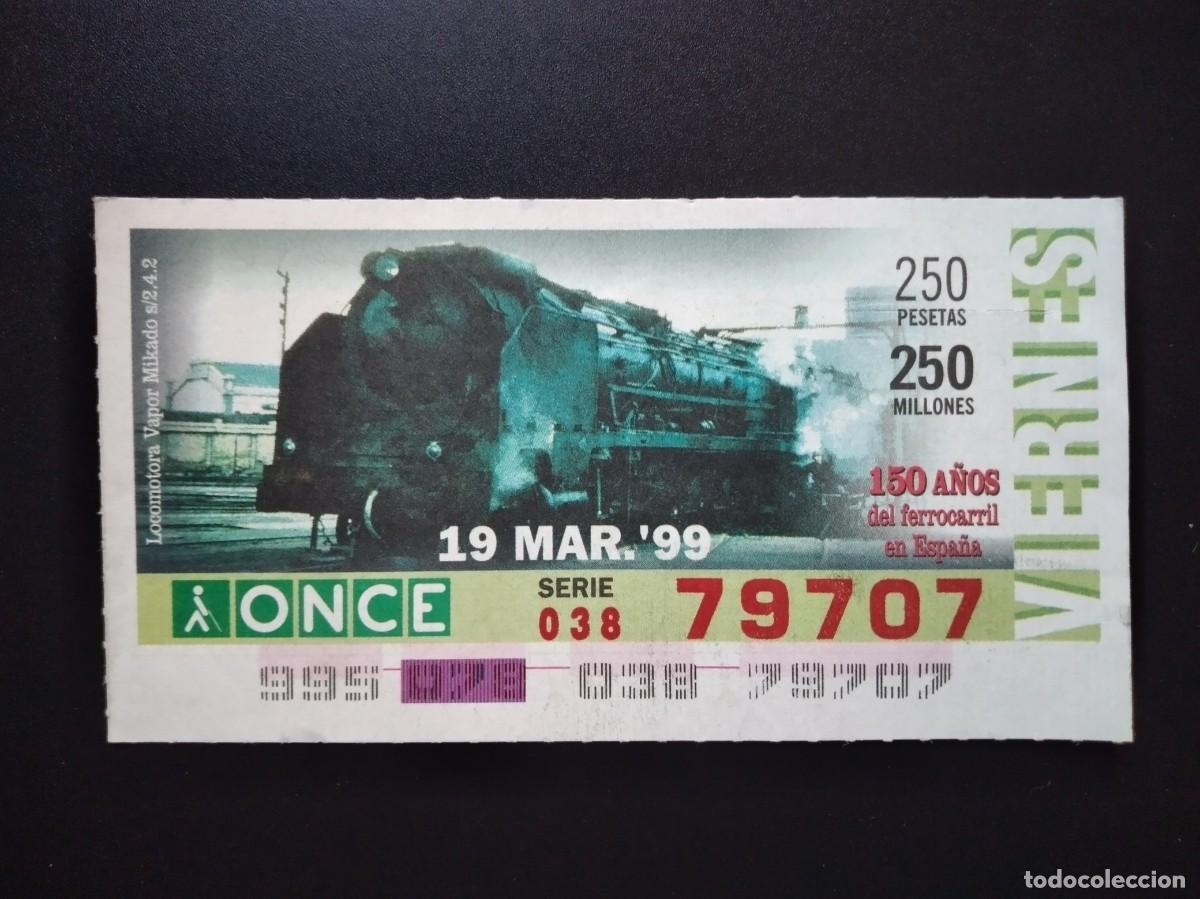 Cupones ONCE: CUP&Oacute;N ONCE 150 A&Ntilde;OS DEL FERROCARRIL EN ESPA&Ntilde;A TREN LOCOMOTORA VAPOR MIKADO 19 MARZO 99 1999 79707