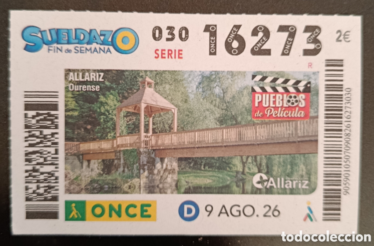 Cupones ONCE: N&deg; 16273 (9/AGOSTO/2026)-ORENSE