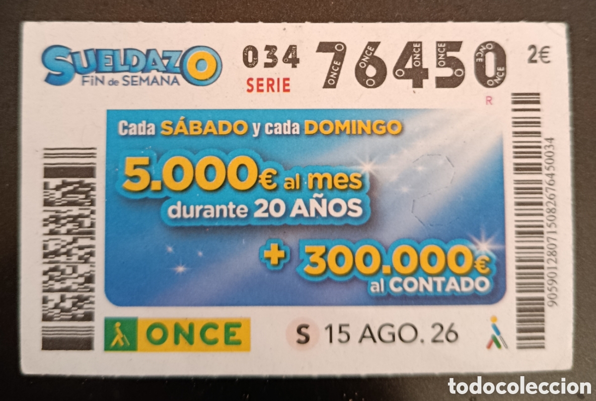 Cupones ONCE: N&deg; 76450 (15/AGOSTO/2026)