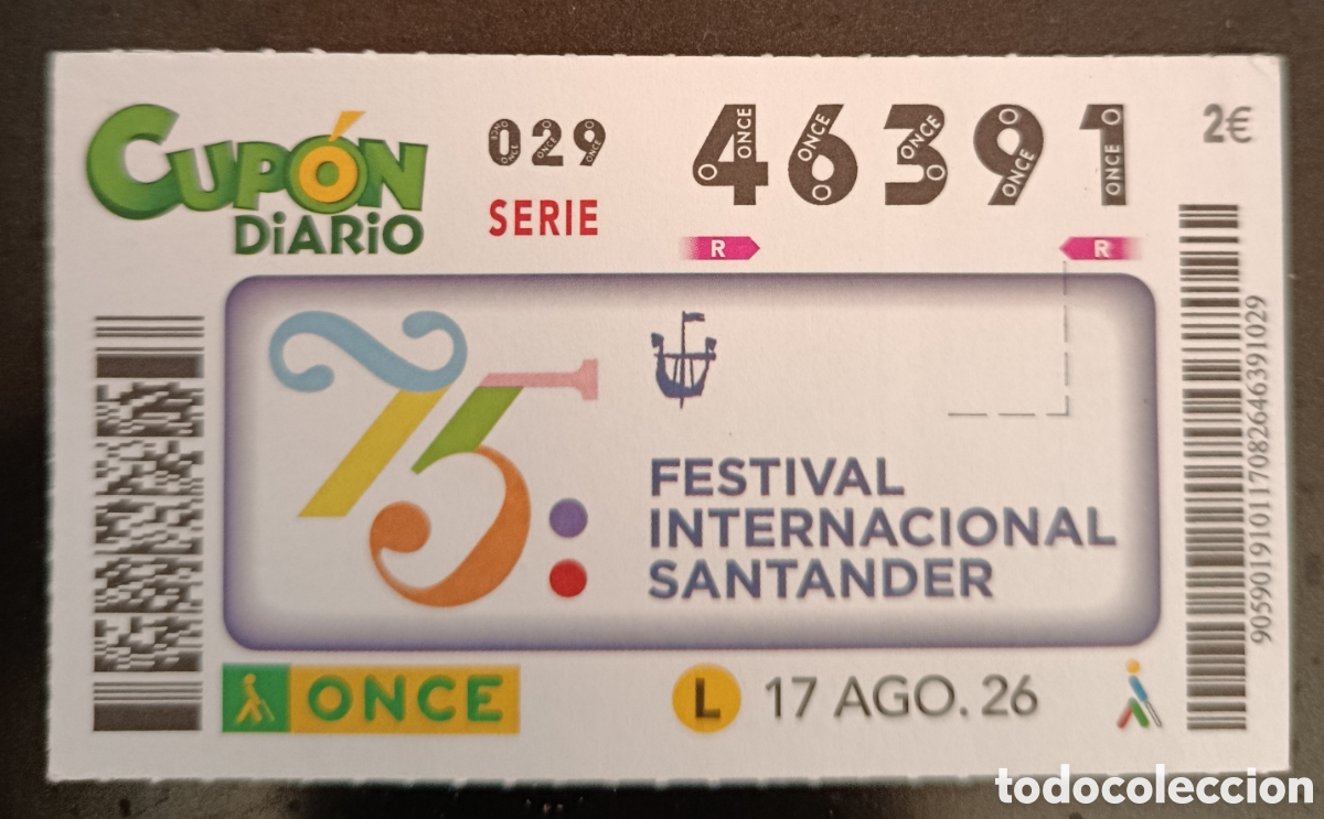 Cupones ONCE: N&deg; 46391 (17/AGOSTO/2026)-CANTABRIA