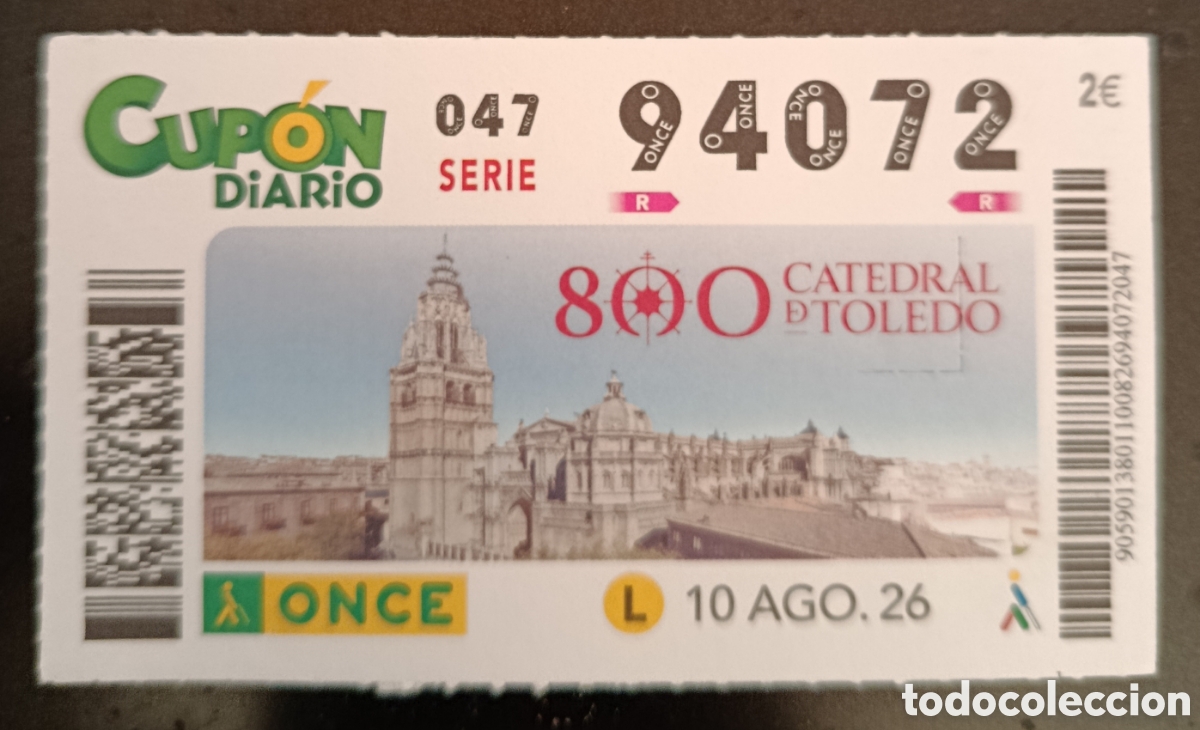 Cupones ONCE: N&deg; 94072 (10/AGOSTO/2026)-TOLEDO