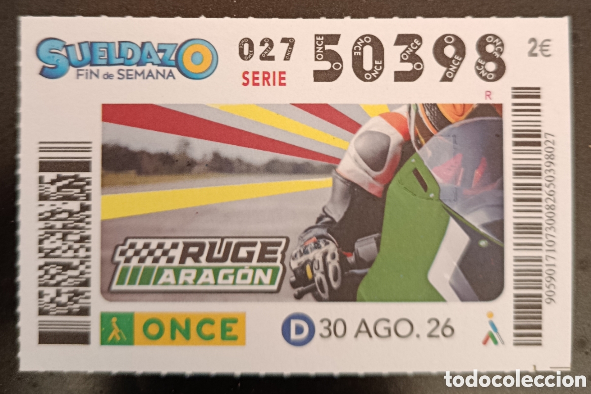 Cupones ONCE: N&deg; 50398 (30/AGOSTO/2026)-ARAG&Oacute;N
