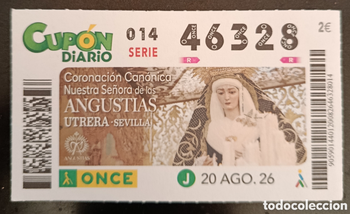 Cupones ONCE: N&deg; 46328 (20/AGOSTO/2026)-SEVILLA