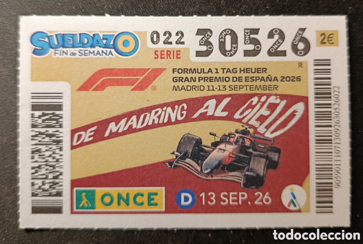 Cupones ONCE: N&deg; 30526 (13/SEPTIEMBRE/2026)-MADRID