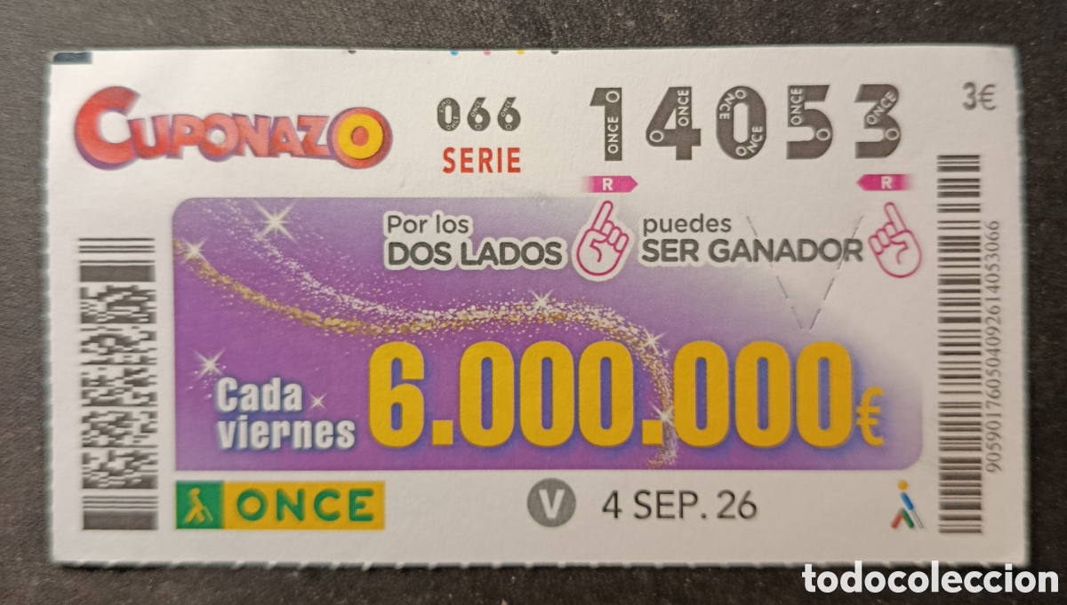 Cupones ONCE: N&deg; 14053 (4/SEPTIEMBRE/2026)
