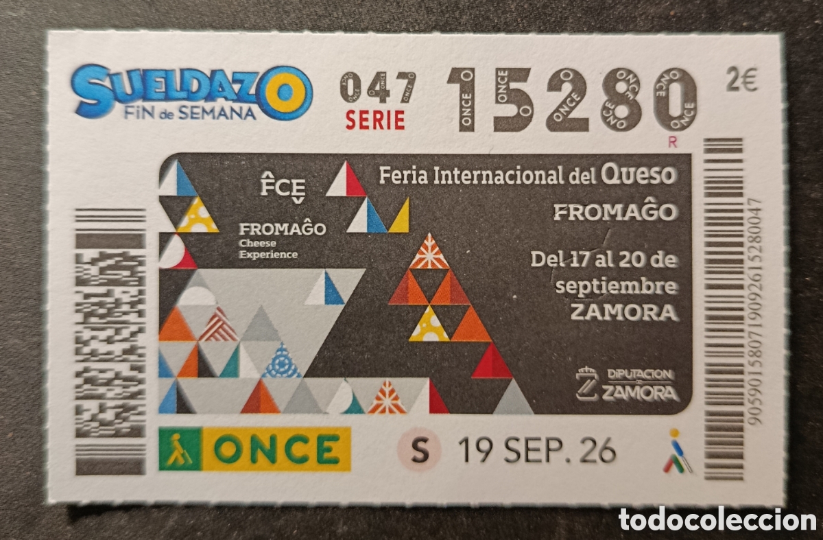 Cupones ONCE: N&deg; 15280 (19/SEPTIEMBRE/2026)-ZAMORA