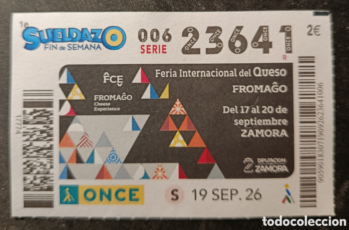 Cupones ONCE: N&deg; 23641 (19/SEPTIEMBRE/2026)-ZAMORA