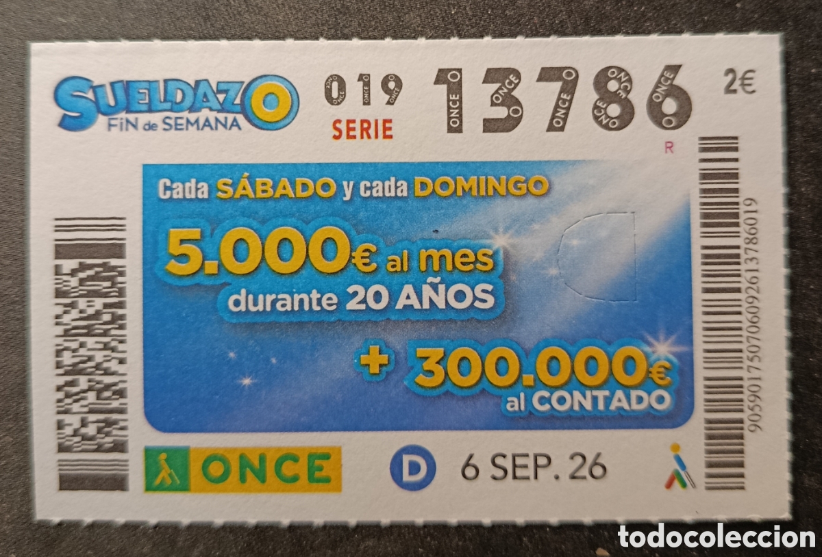 Cupones ONCE: N&deg; 13786 (6/SEPTIEMBRE/2026)