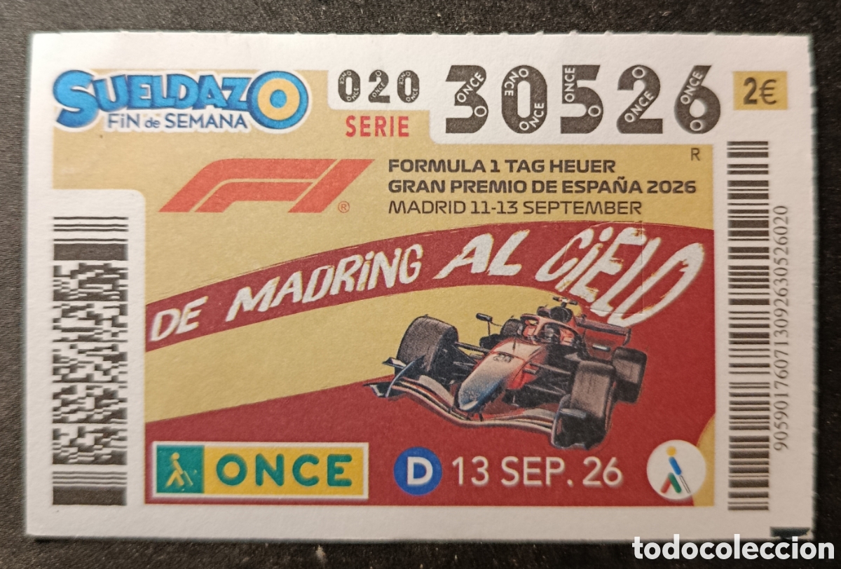 Cupones ONCE: N&deg; 30526 (13/SEPTIEMBRE/2026)-MADRID