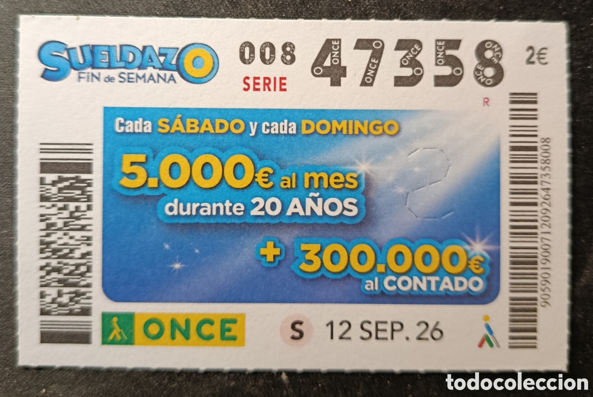 Cupones ONCE: N&deg; 47358 (12/SEPTIEMBRE/2026)