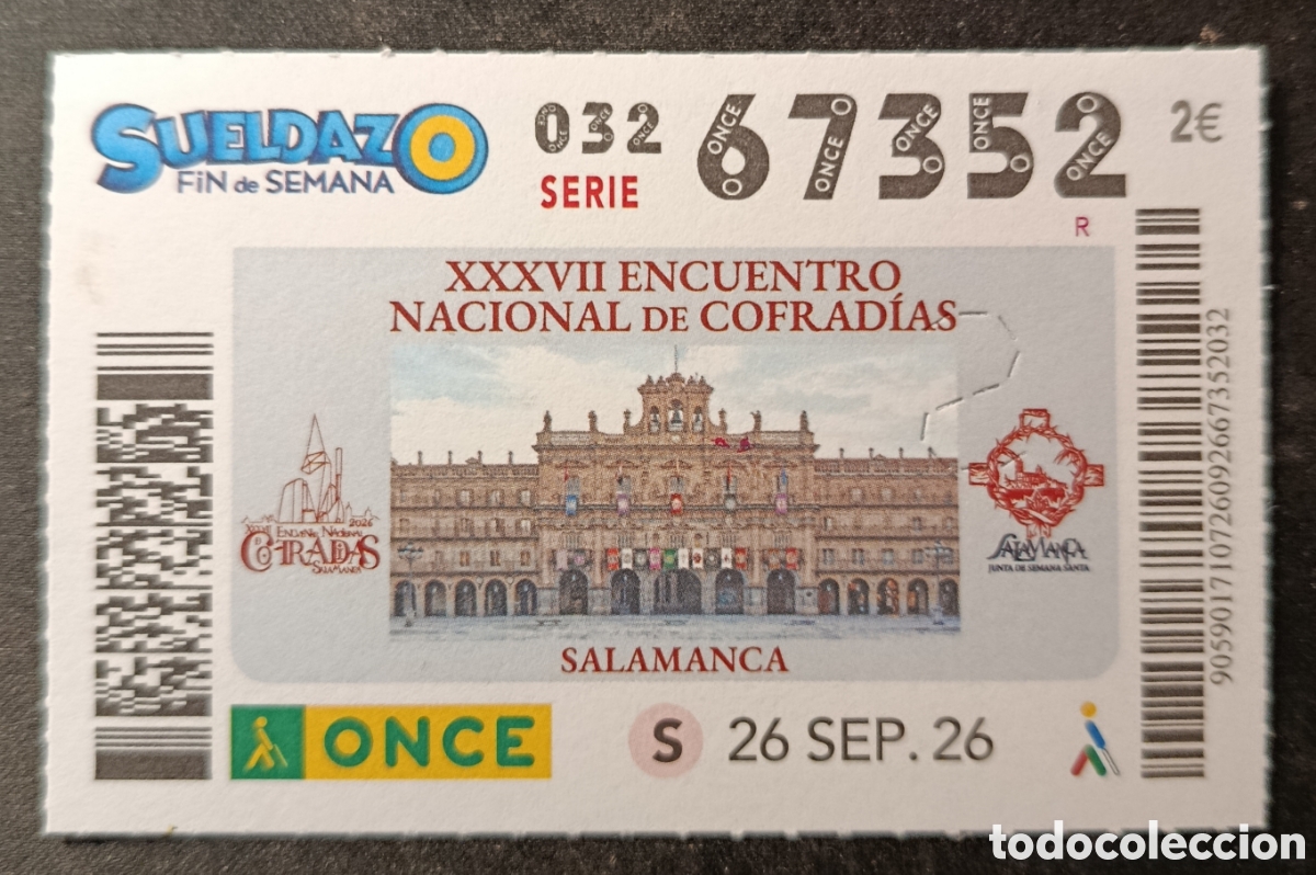 Cupones ONCE: N&deg; 67352 (26/SEPTIEMBRE/2026)-SALAMANCA