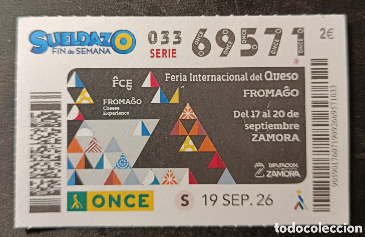 Cupones ONCE: N&deg; 69571 (19/SEPTIEMBRE/2026)-ZAMORA