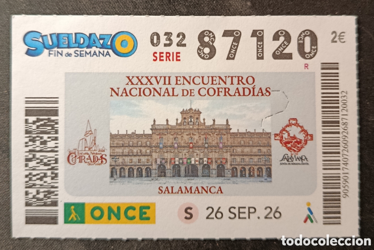 Cupones ONCE: N&deg; 87120 (26/SEPTIEMBRE/2026)-SALAMANCA