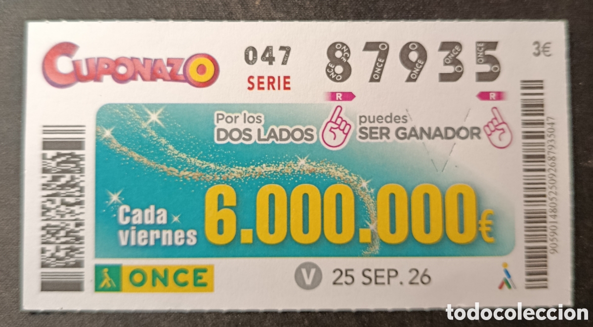 Cupones ONCE: N&deg; 87935 (25/SEPTIEMBRE/2026)