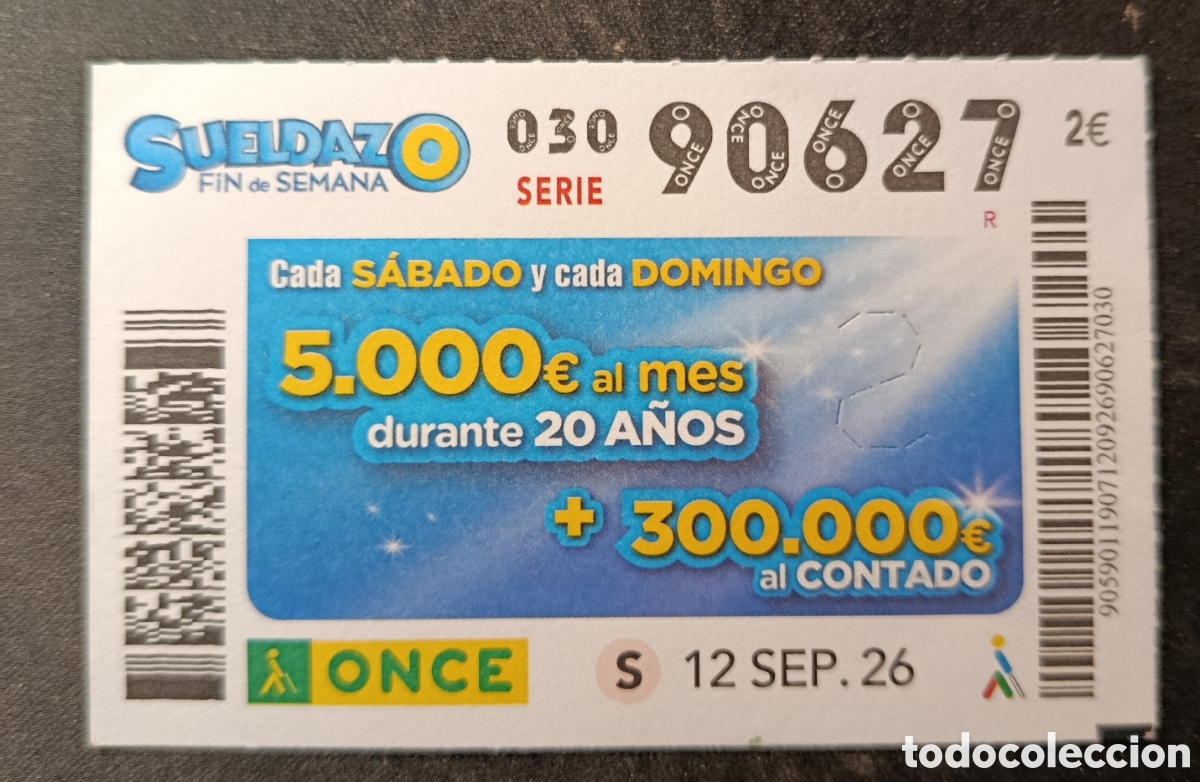 Cupones ONCE: N&deg; 90627 (12/SEPTIEMBRE/2026) - Foto 1