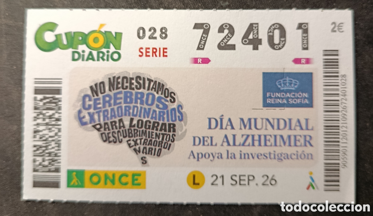 Cupones ONCE: N&deg; 72401 (21/SEPTIEMBRE/2026) - Foto 1