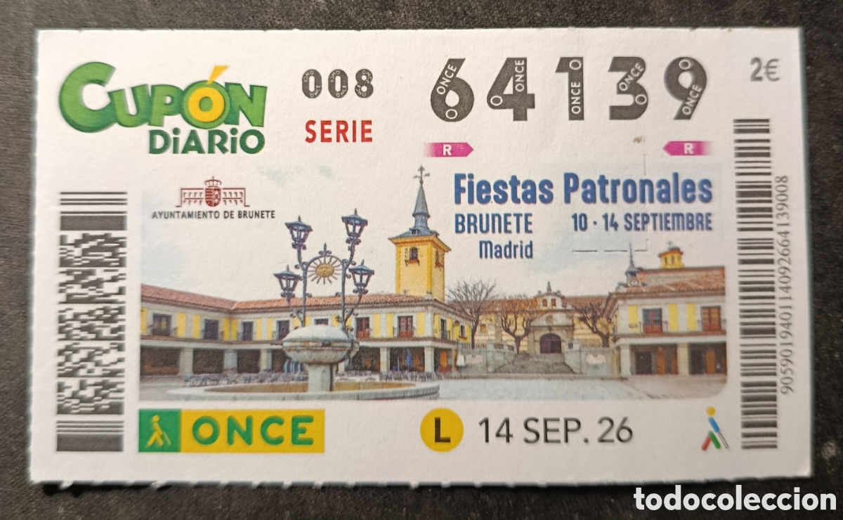 Cupones ONCE: N&deg; 64139 (14/SEPTIEMBRE/2026)-MADRID