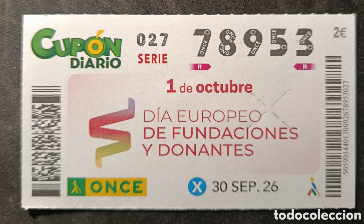 Cupones ONCE: N&deg; 78953 (30/SEPTIEMBRE/2026)