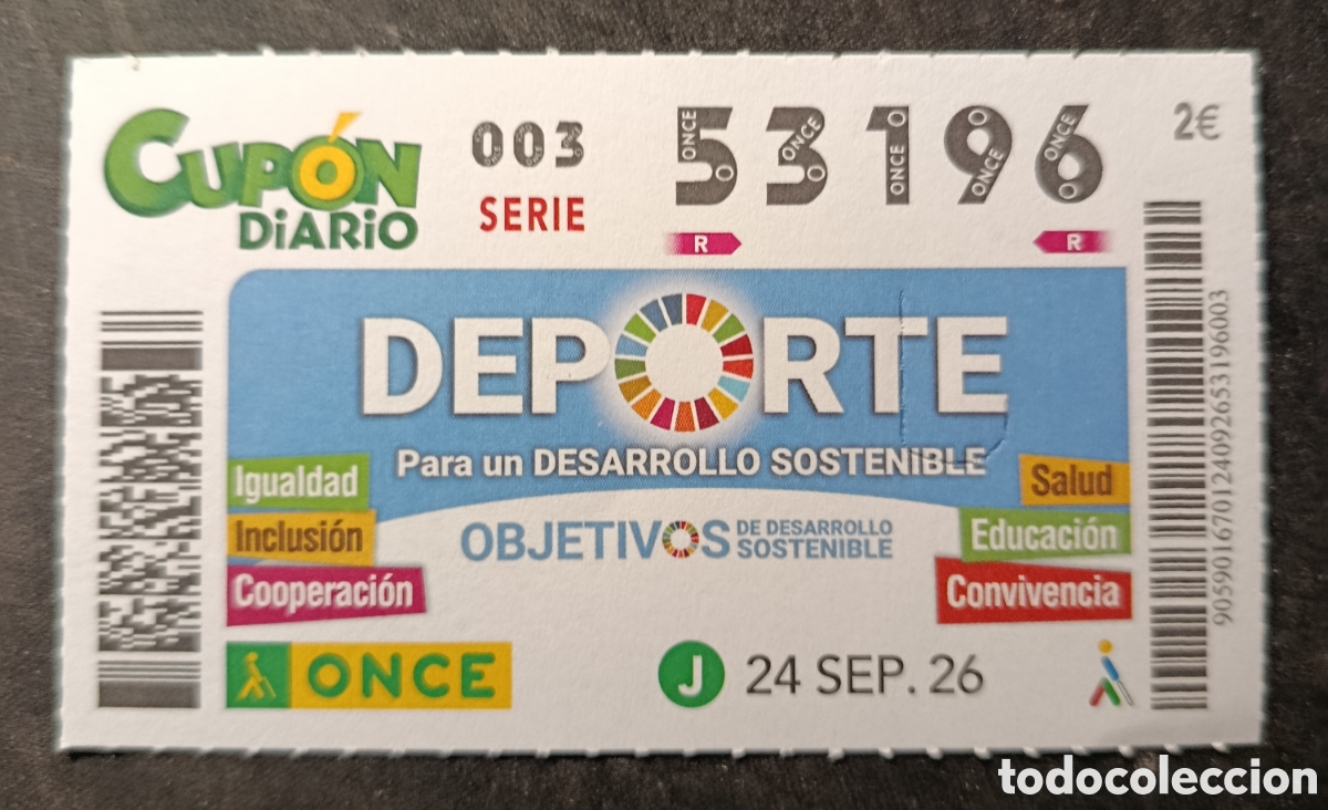 Cupones ONCE: N&deg; 53196 (24/SEPTIEMBRE/2026)