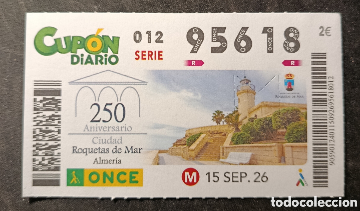 Cupones ONCE: N&deg; 95618 (15/SEPTIEMBRE/2026)-ALMER&Iacute;A
