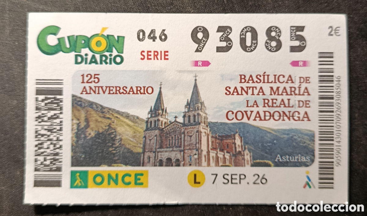 Cupones ONCE: N&deg; 93085 (7/SEPTIEMBRE/2026)-ASTURIAS