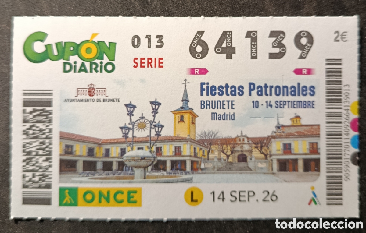 Cupones ONCE: N&deg; 64139 (14/SEPTIEMBRE/2026)-MADRID