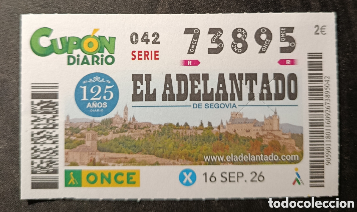 Cupones ONCE: N&deg; 73895 (16/SEPTIEMBRE/2026)-SEGOVIA