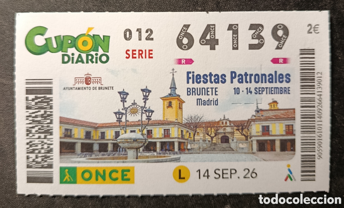 Cupones ONCE: N&deg; 64139 (14/SEPTIEMBRE/2026)-MADRID