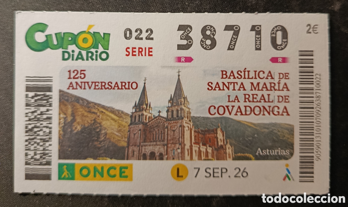 Cupones ONCE: N&deg; 38710 (7/SEPTIEMBRE/2026)-ASTURIAS
