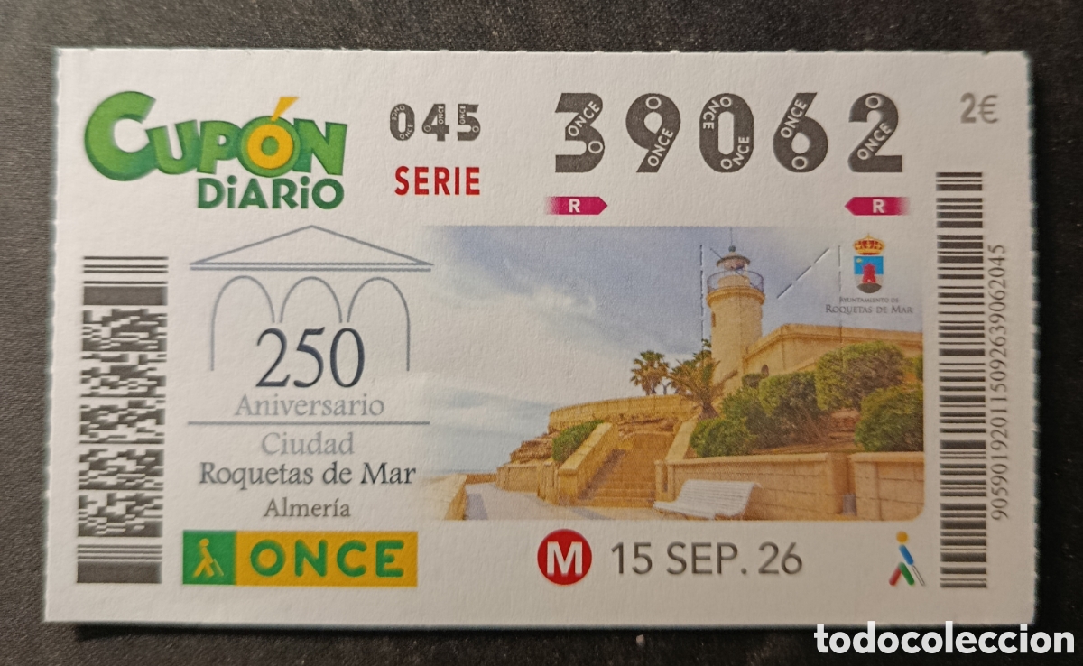 Cupones ONCE: N&deg; 39062 (15/SEPTIEMBRE/2026)-ALMER&Iacute;A