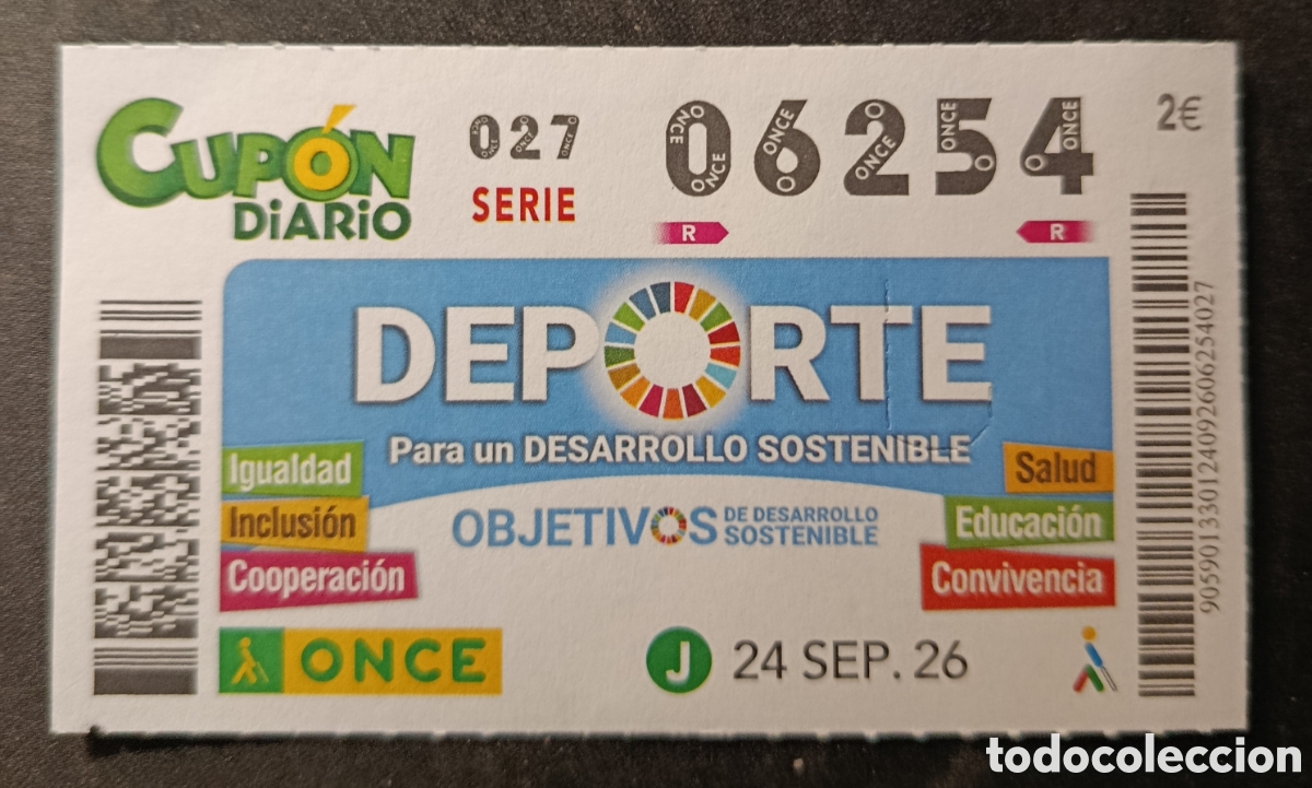 Cupones ONCE: N&deg; 06254 (24/SEPTIEMBRE/2026)