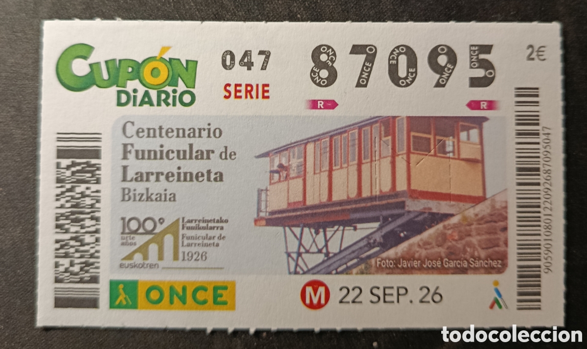 Cupones ONCE: N&deg; 87095 (22/SEPTIEMBRE/2026)-VIZCAYA