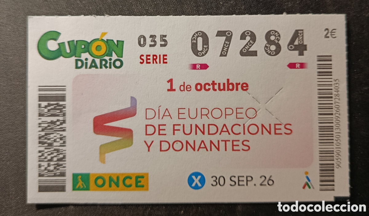 Cupones ONCE: N&deg; 07284 (30/SEPTIEMBRE/2026)