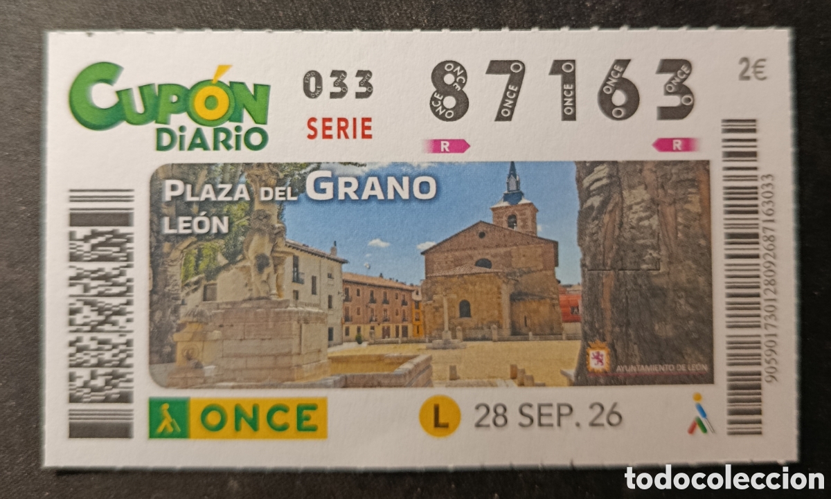 Cupones ONCE: N&deg; 87163 (28/SEPTIEMBRE/2026)-LE&Oacute;N