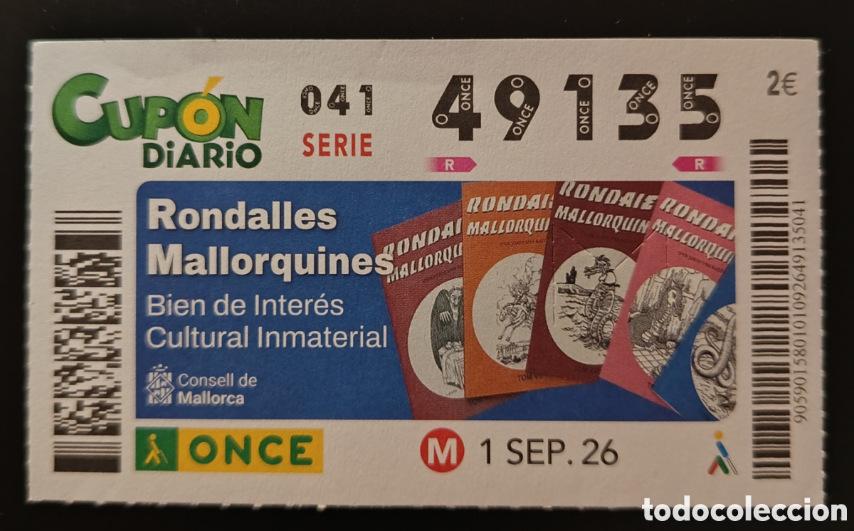 Cupones ONCE: N&deg; 49135 (1/SEPTIEMBRE/2026)-BALEARES