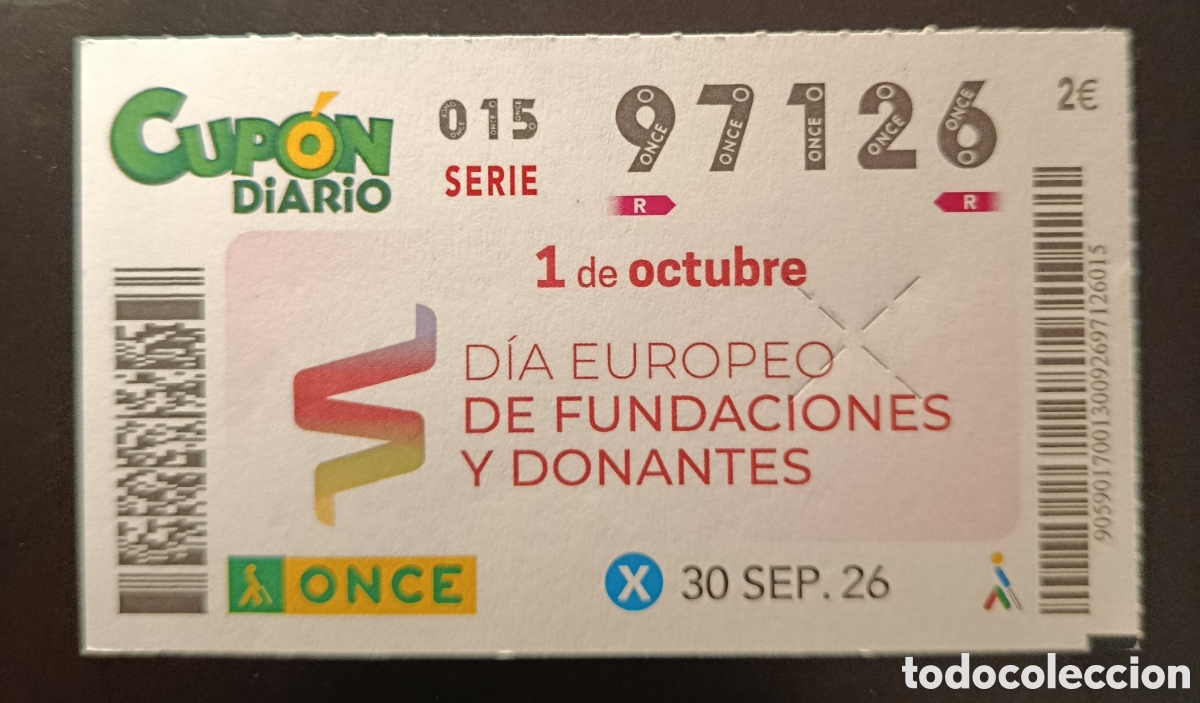 Cupones ONCE: N&deg; 97126 (30/SEPTIEMBRE/2026)