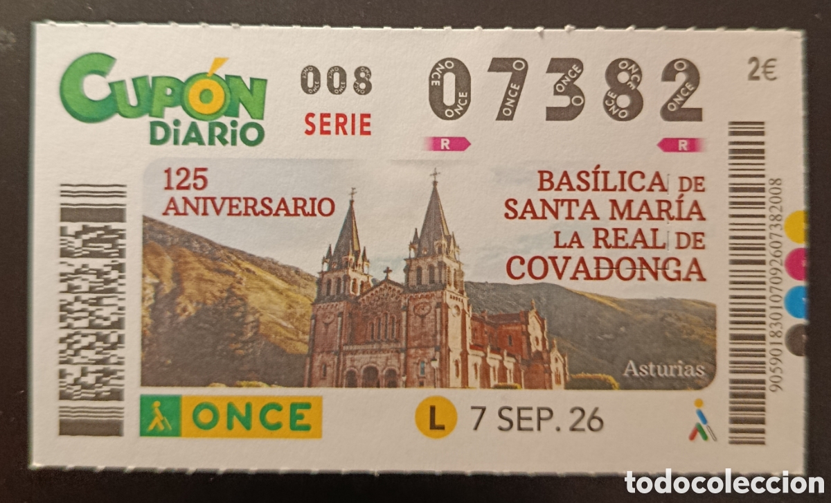 Cupones ONCE: N&deg; 07382 (7/SEPTIEMBRE/2026)-ASTURIAS