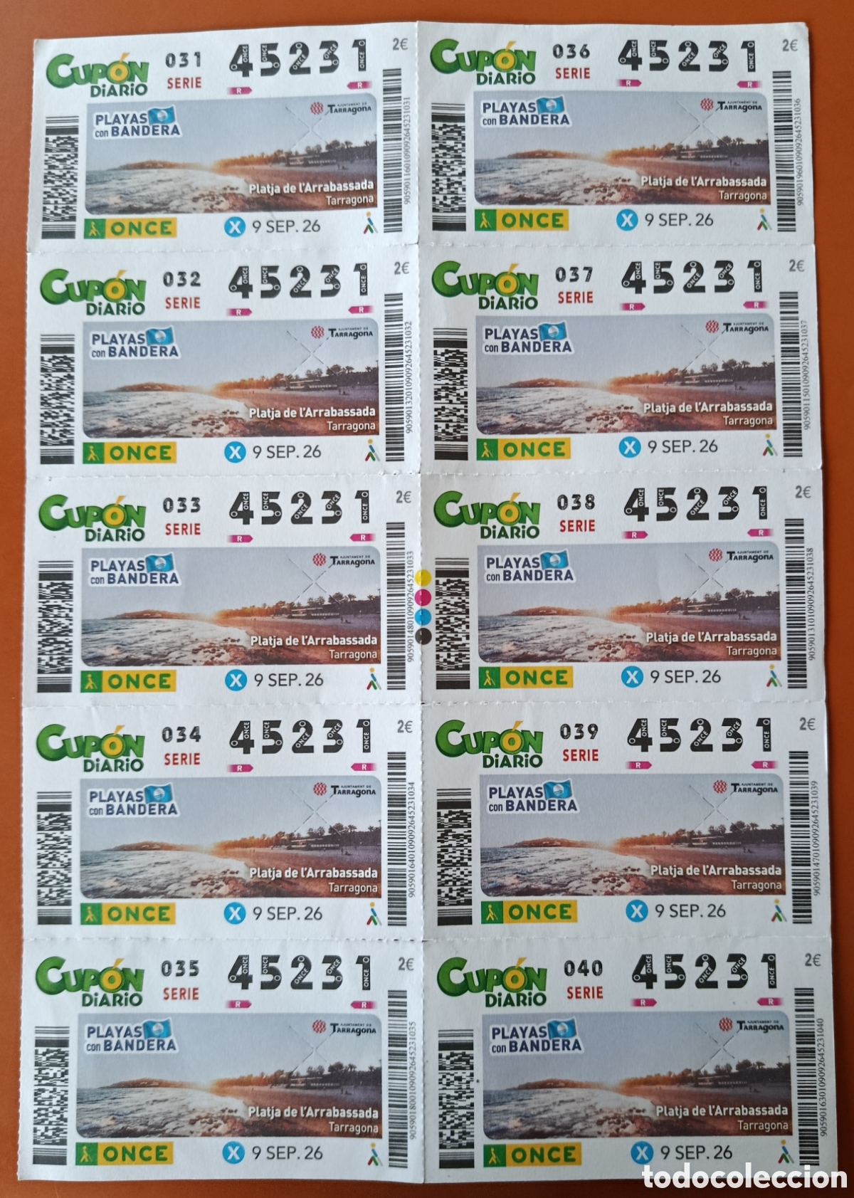 Cupones ONCE: HOJA COMPLETA (9/SEPTIEMBRE/2026)-TARRAGONA