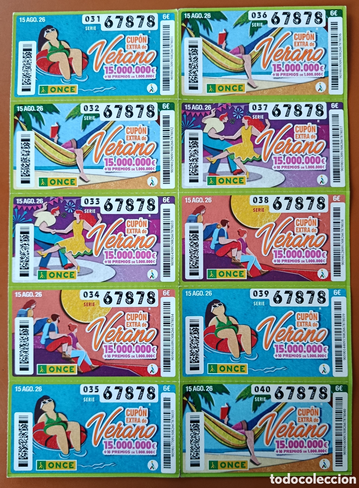 Cupones ONCE: EXTRA DE VERANO (15/AGOSTO/2026)-HOJA COMPLETA - Foto 1