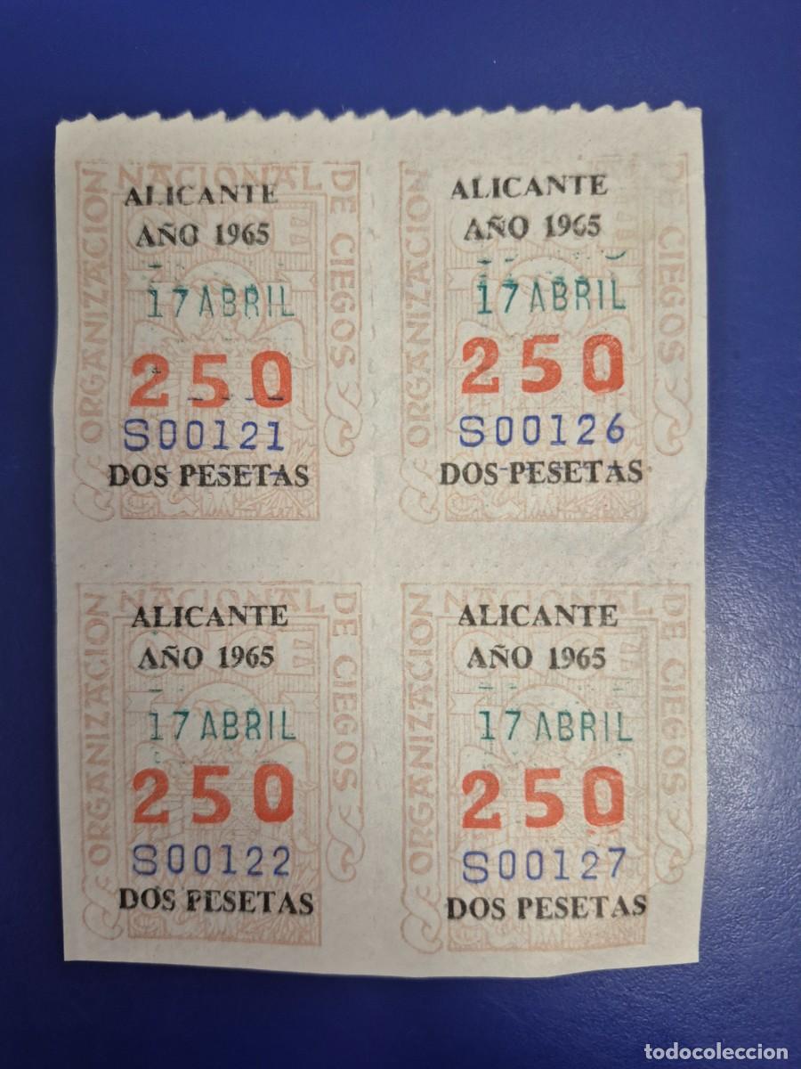 Cupones ONCE: CUPONES DE LA ONCE A&Ntilde;O 1965 BLOQUEDE 4 ALICANTE 17 DE ABRIL