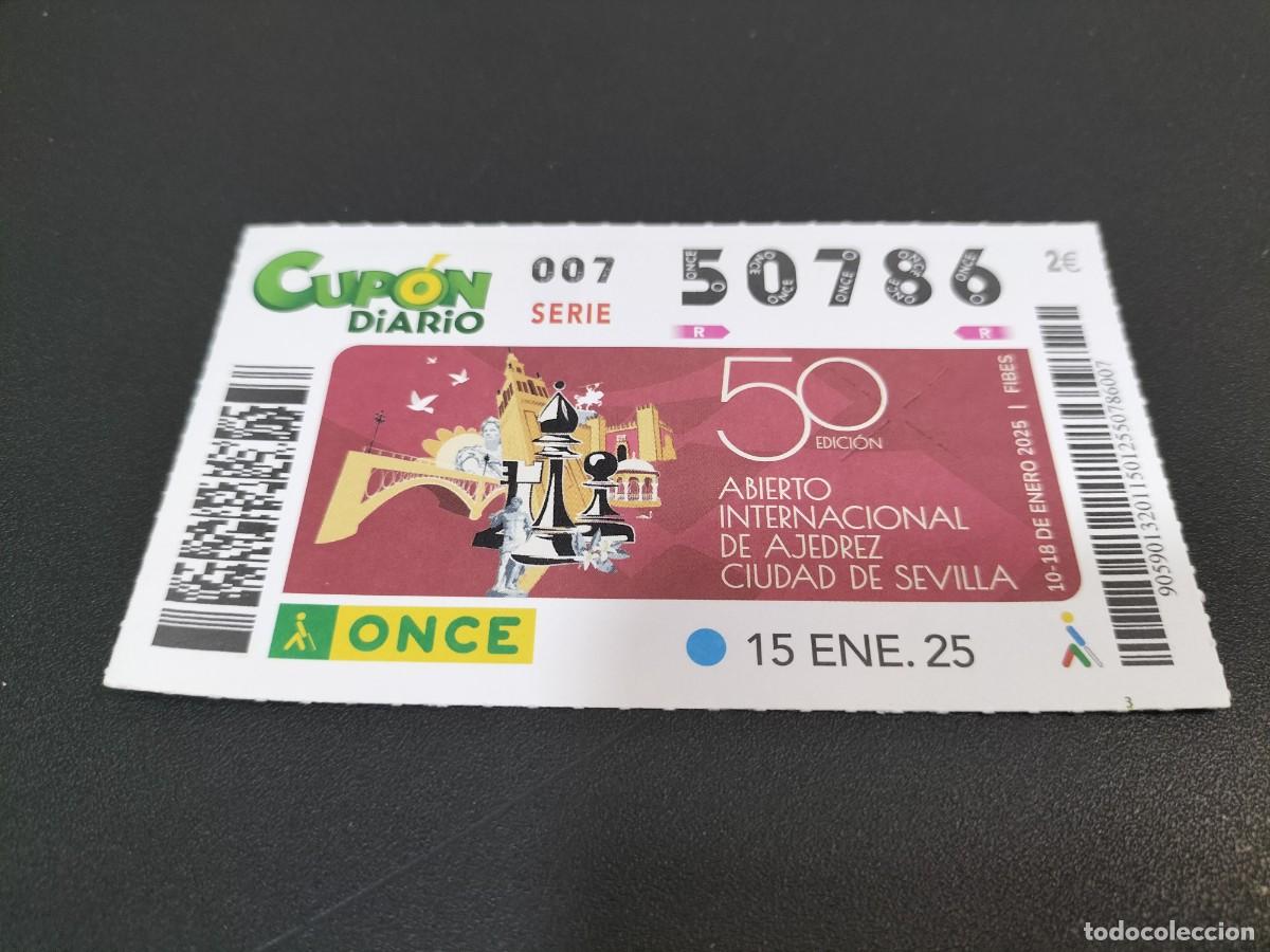 Cupones ONCE: 1 CUPON O DECIMO ONCE - 15 ENERO 2025 - ABIERTO INTERN. DE AJEDREZ CIUDAD DE SEVILLA