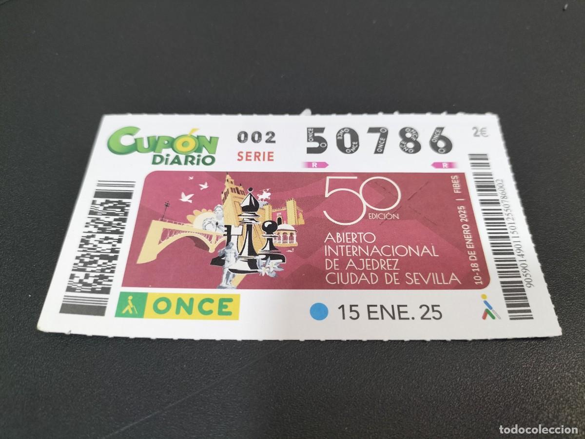 Cupones ONCE: 1 CUPON O DECIMO ONCE - 15 ENERO 2025 - ABIERTO INTERN. DE AJEDREZ CIUDAD DE SEVILLA