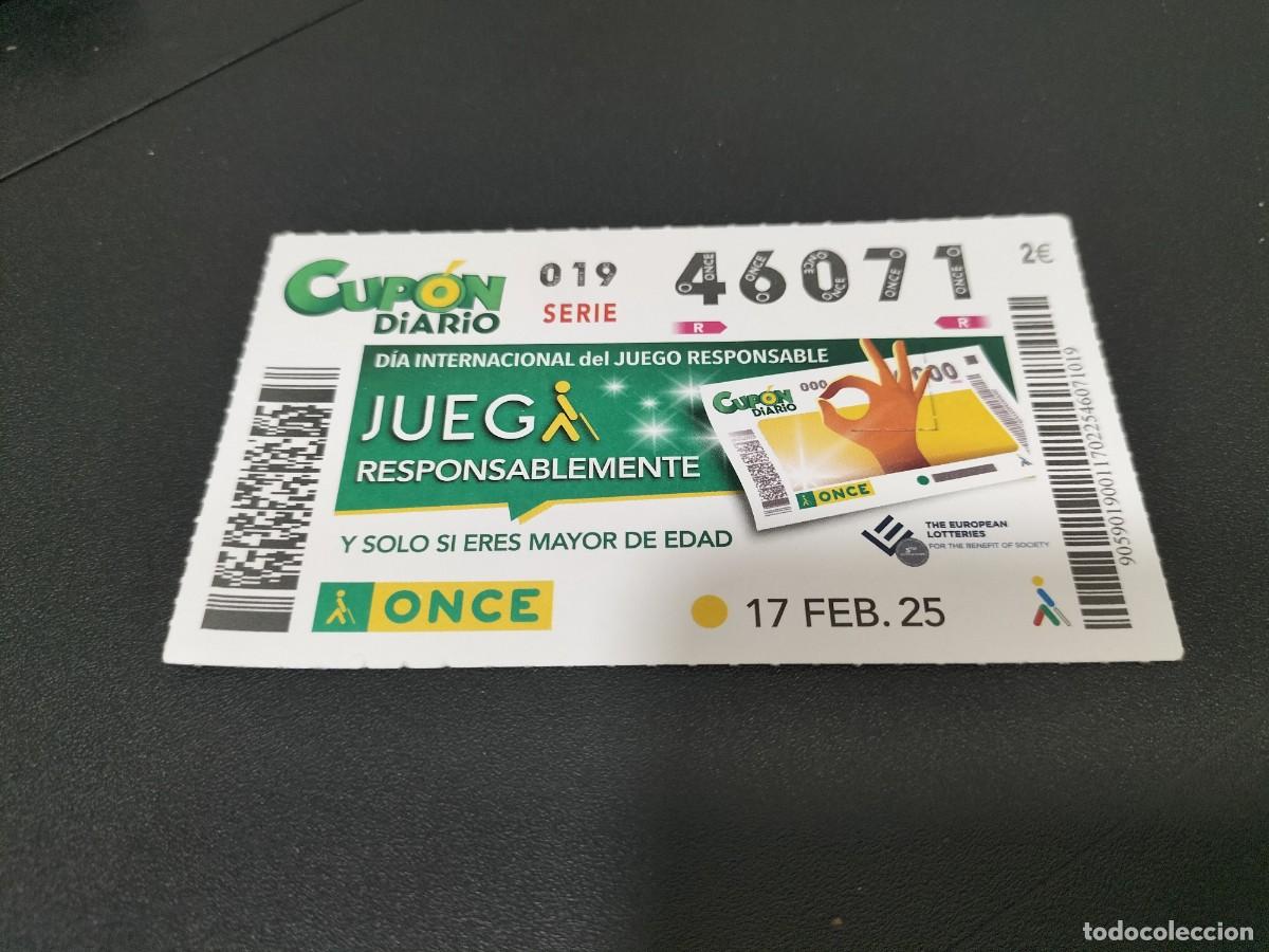 Cupones ONCE: 1 CUPON O DECIMO ONCE - 17 FEBRERO 2025 DIA INTERNACIONAL DEL JUEGO RESPONSABLE