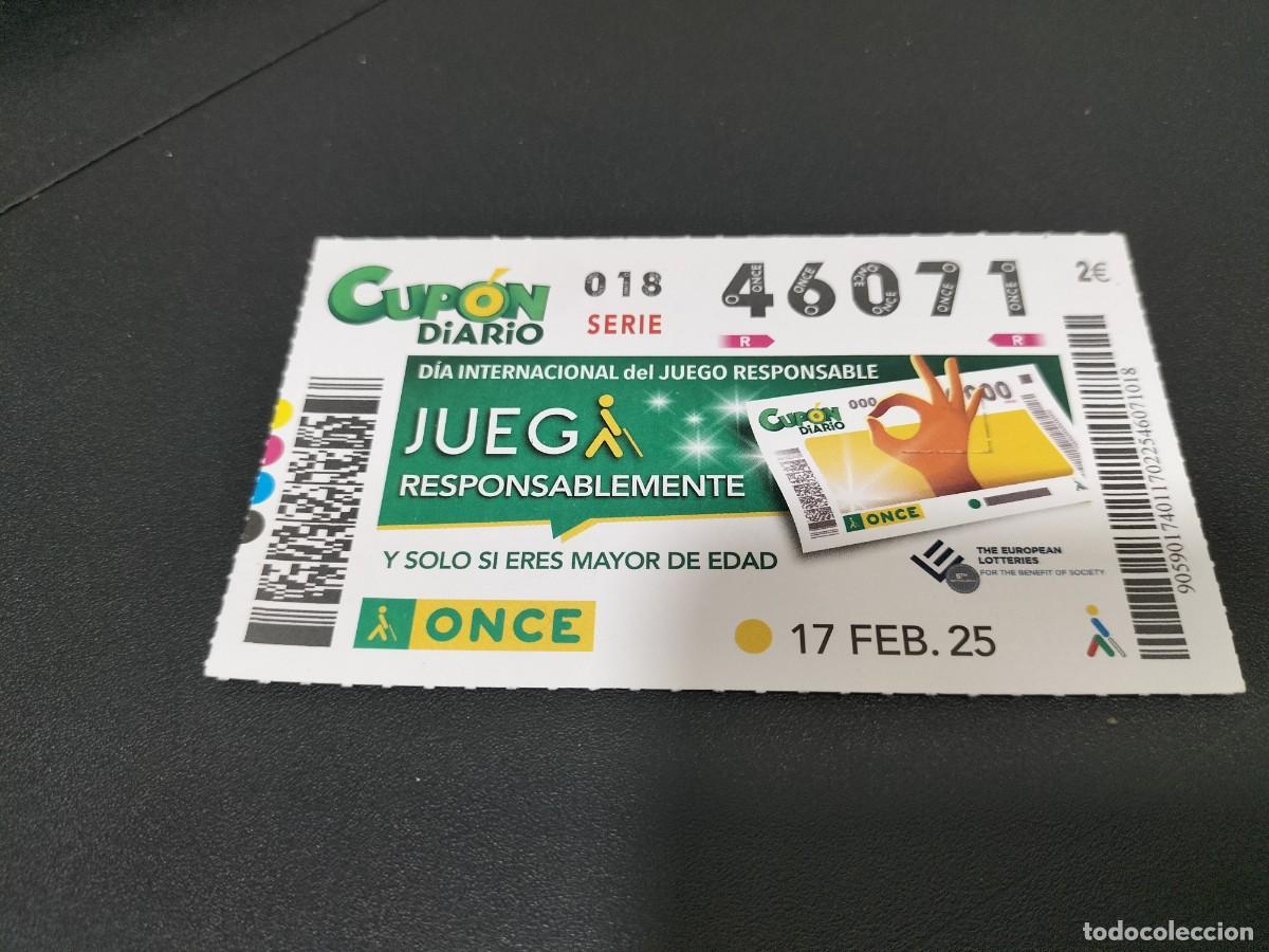Cupones ONCE: 1 CUPON O DECIMO ONCE - 17 FEBRERO 2025 DIA INTERNACIONAL DEL JUEGO RESPONSABLE