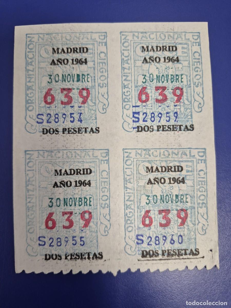 Cupones ONCE: CUPON DE LA ONCE A&Ntilde;O 1964 BLOQUE DE 4 MADRID 30 DE NOVIEMBRE