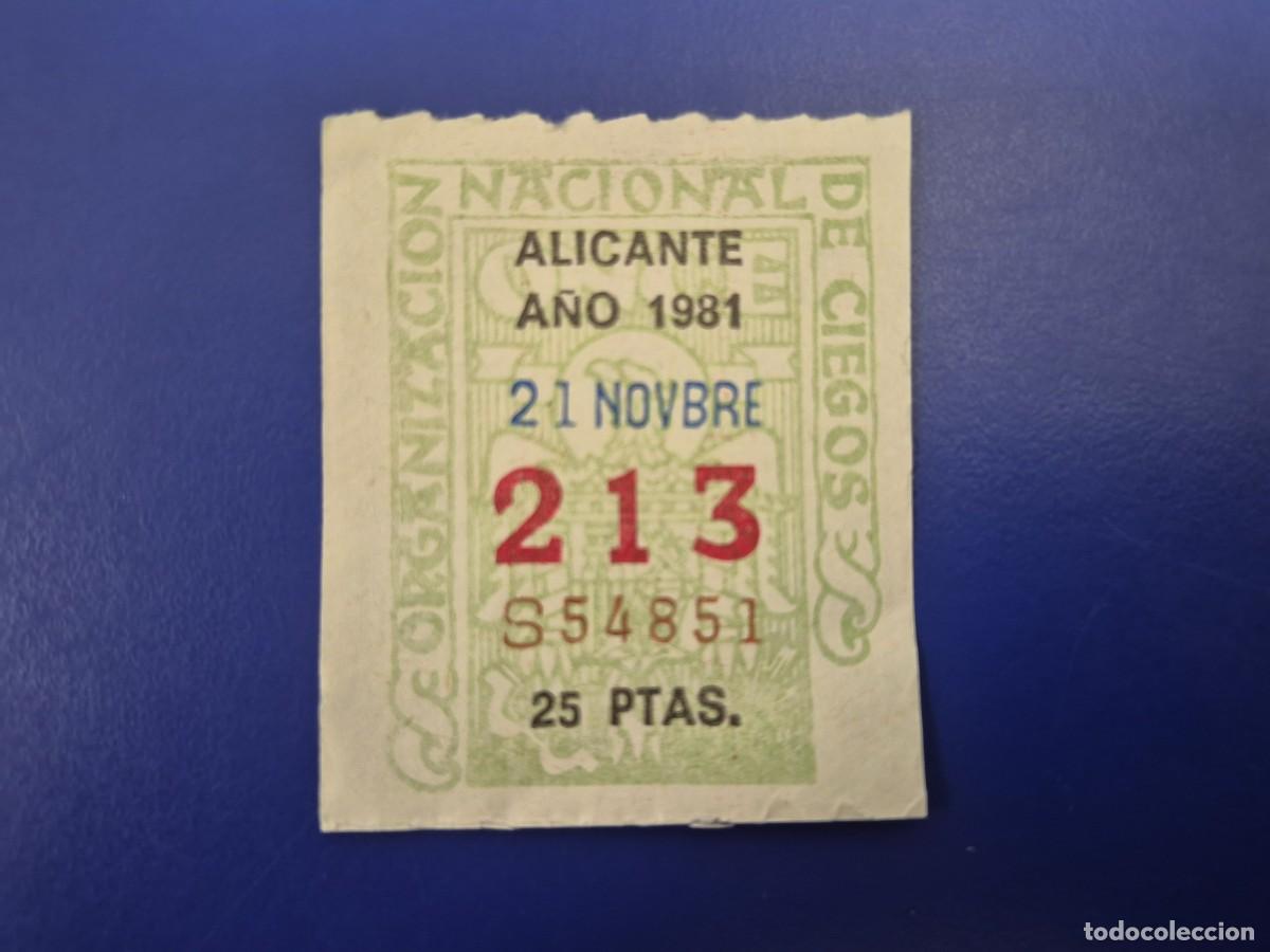 ONCE Coupons: CUPON ONCE ALICANTE 21 DE NOVIEMBRE 1981
